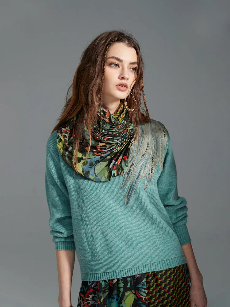 Malachite Butterfly Cinch-Pleated Scarf