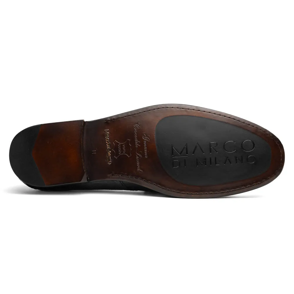 Marco Di Milano Adro Black Caiman Crocodile/Lizard Bit Loafers