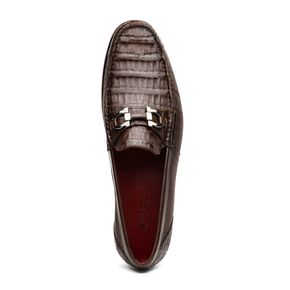 Marco Di Milano Adro Brown Caiman Crocodile/Lizard Bit Loafers