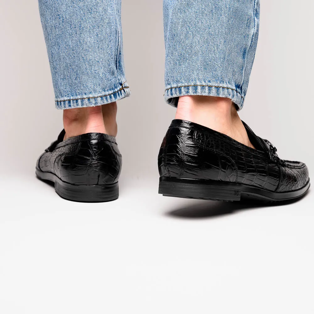 Marco Di Milano Hugo Black Alligator Bit Loafers