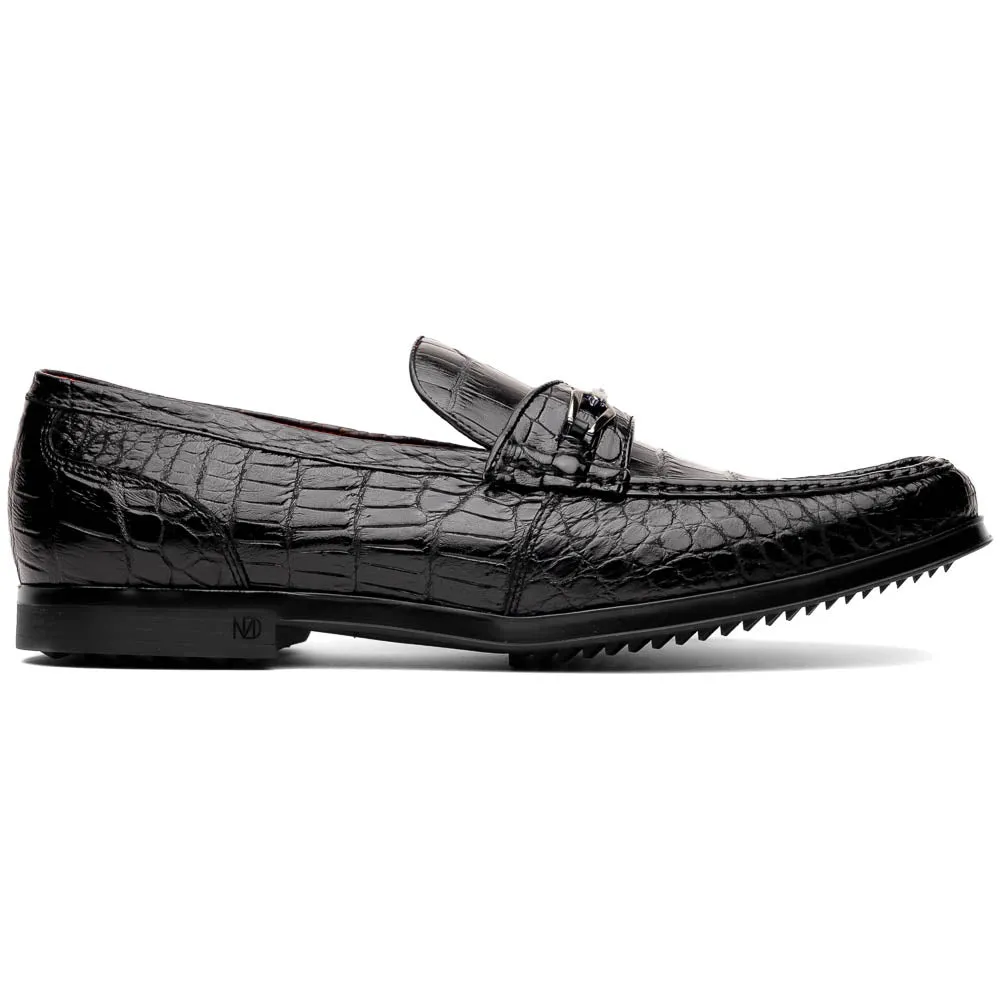 Marco Di Milano Hugo Black Alligator Bit Loafers