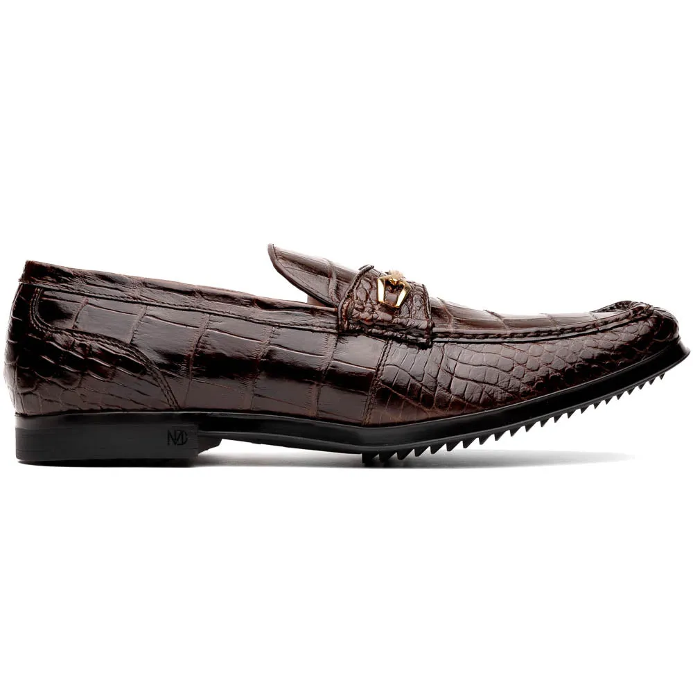 Marco Di Milano Hugo Brown Alligator Bit Loafers