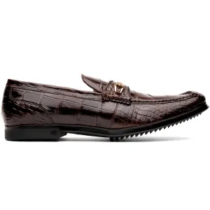 Marco Di Milano Hugo Brown Alligator Bit Loafers