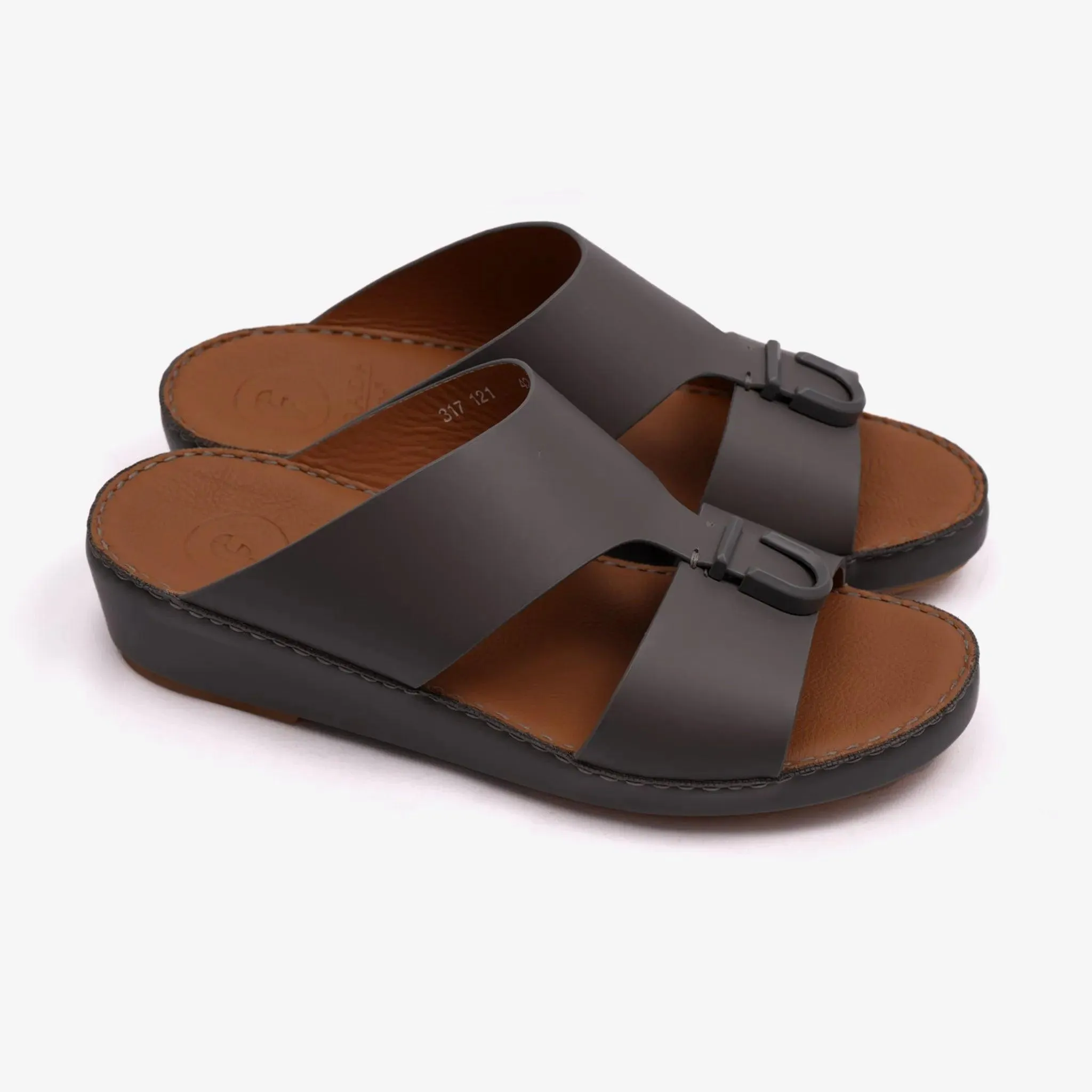 MATTE BERNINI CLASSIC ARABIC LEATHER SANDALS BLACK