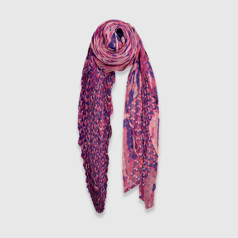 Mauve Chevron Cinch-Pleated Scarf