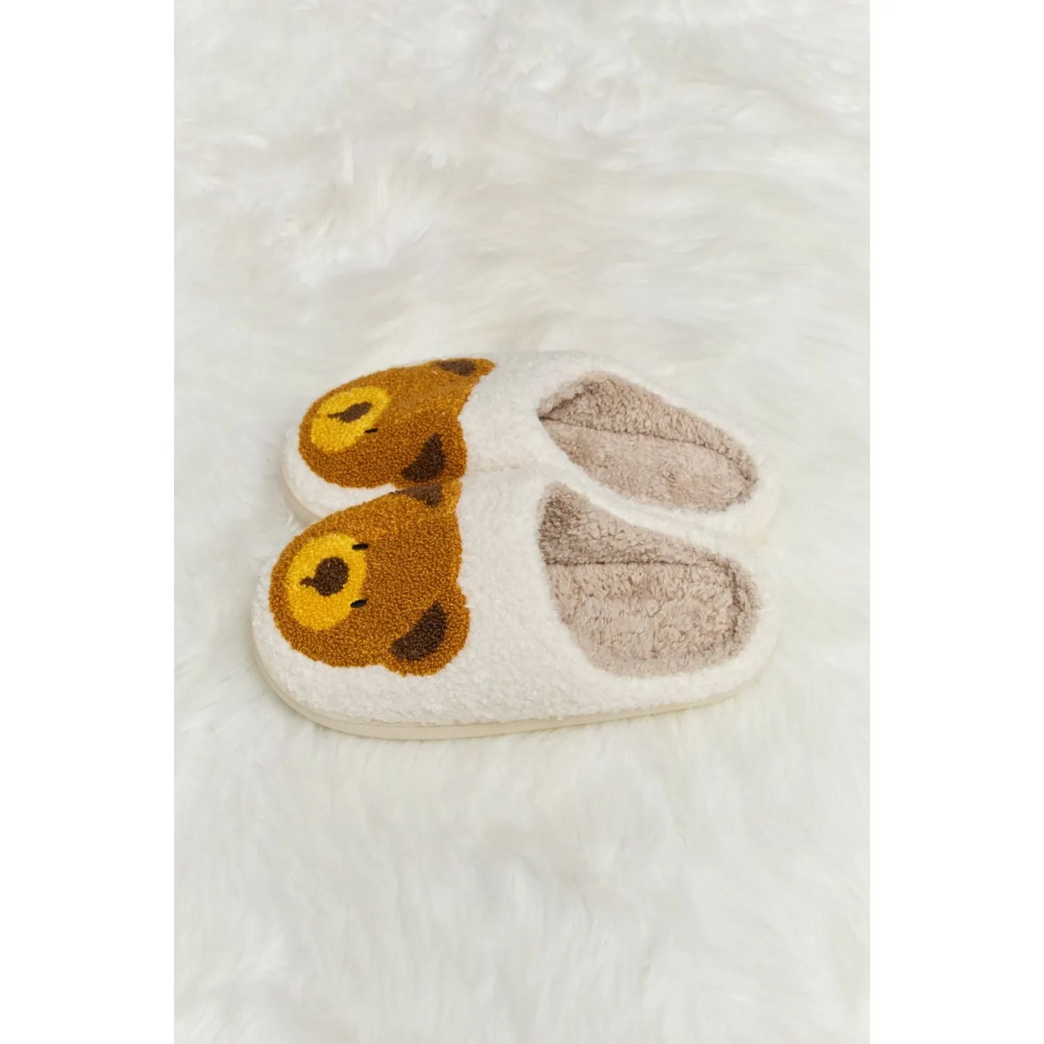Melody Teddy Bear Print Plush Slide Slippers