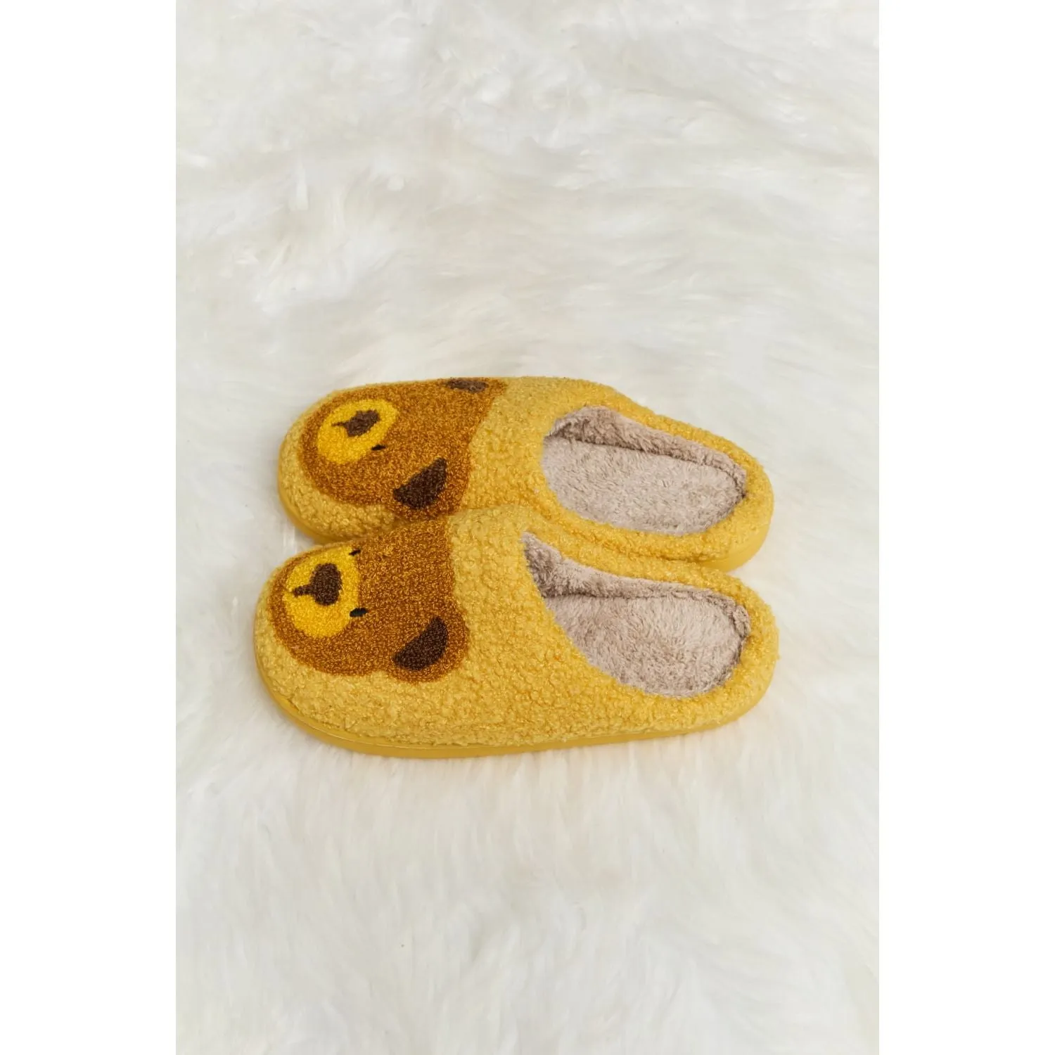Melody Teddy Bear Print Plush Slide Slippers