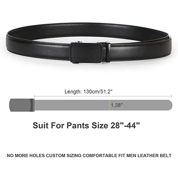 Men's Leather Belt, Ratchet Dress Belt with Automatic Buckle in Gift Box by JASGOOD