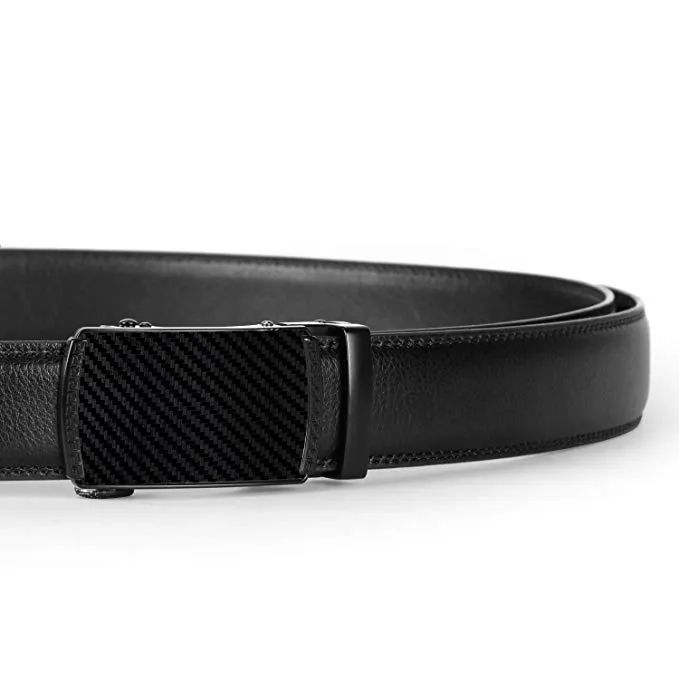 Men's Leather Belt, Ratchet Dress Belt with Automatic Buckle in Gift Box by JASGOOD