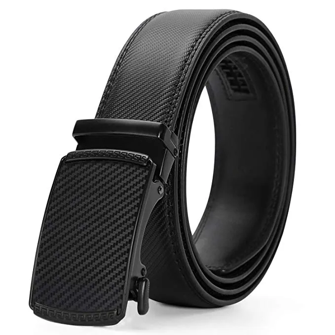 Men's Leather Belt, Ratchet Dress Belt with Automatic Buckle in Gift Box by JASGOOD