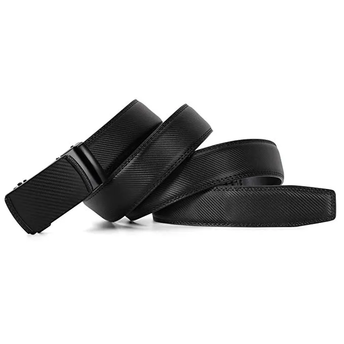 Men's Leather Belt, Ratchet Dress Belt with Automatic Buckle in Gift Box by JASGOOD