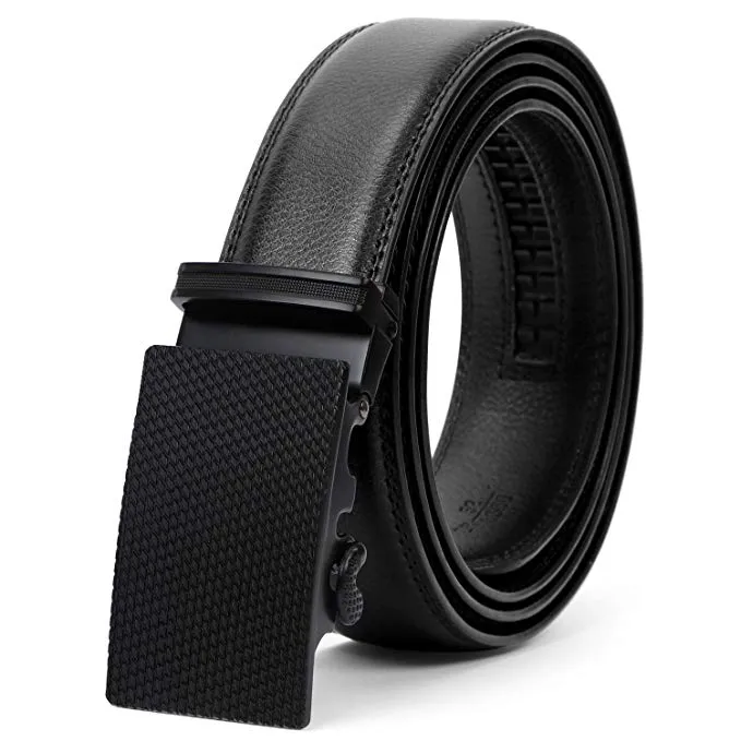 Men's Leather Belt, Ratchet Dress Belt with Automatic Buckle in Gift Box by JASGOOD