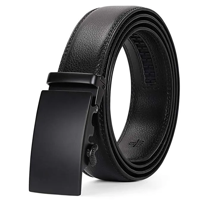 Men's Leather Belt, Ratchet Dress Belt with Automatic Buckle in Gift Box by JASGOOD