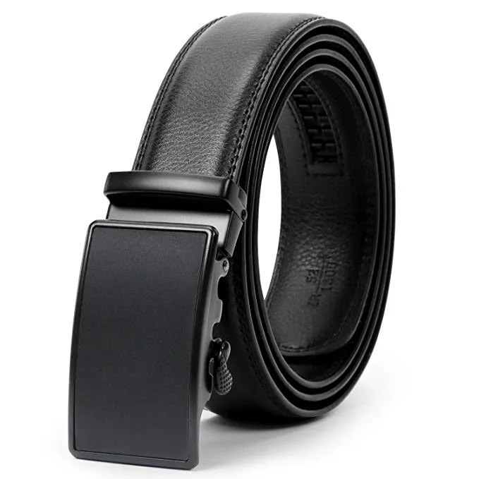 Men's Leather Belt, Ratchet Dress Belt with Automatic Buckle in Gift Box by JASGOOD