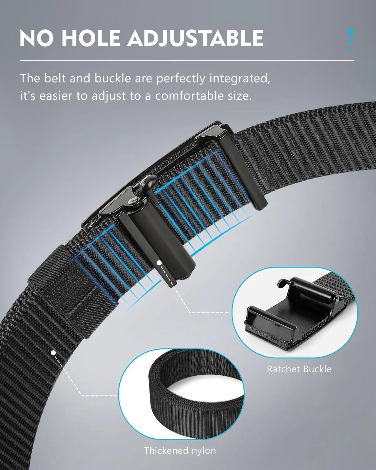 Men's Nylon Automatic Buckle Ratchet Belt 1.25 inch