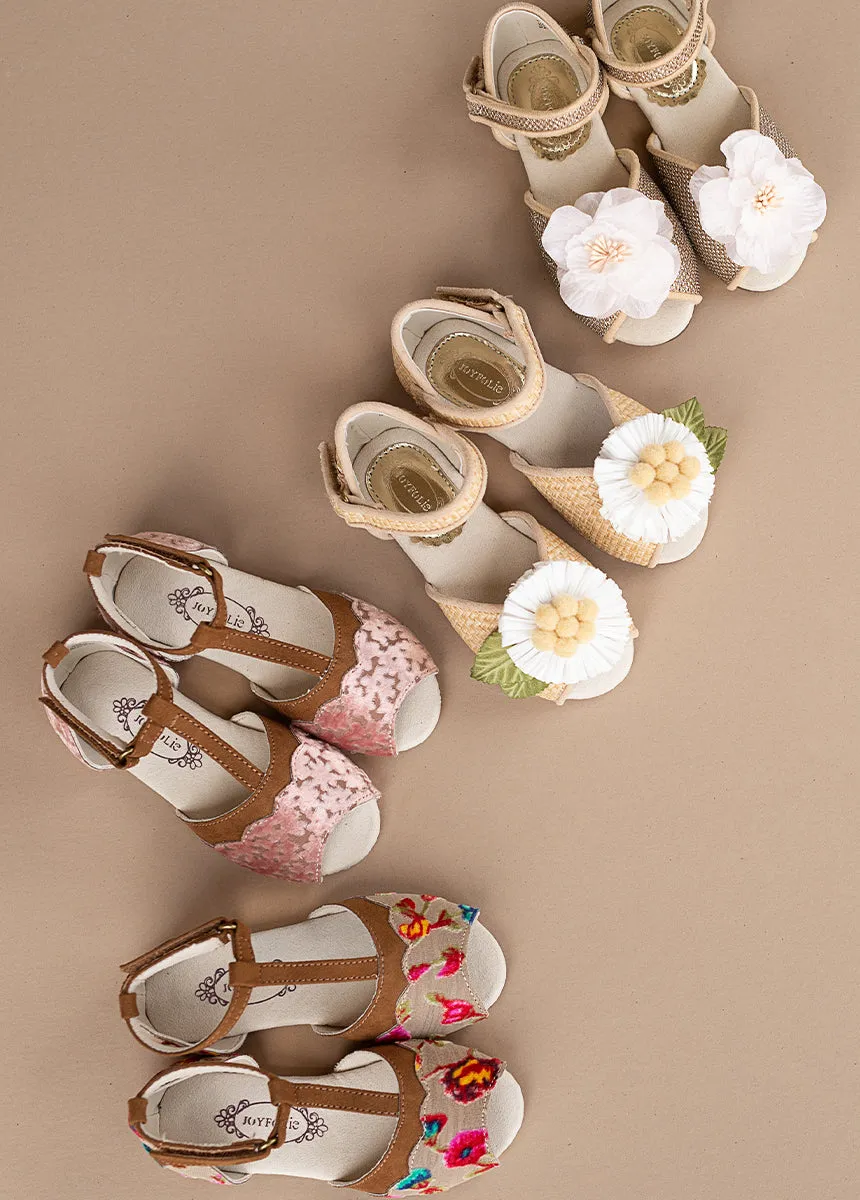 Mercedes Peep Toe Flats in Straw