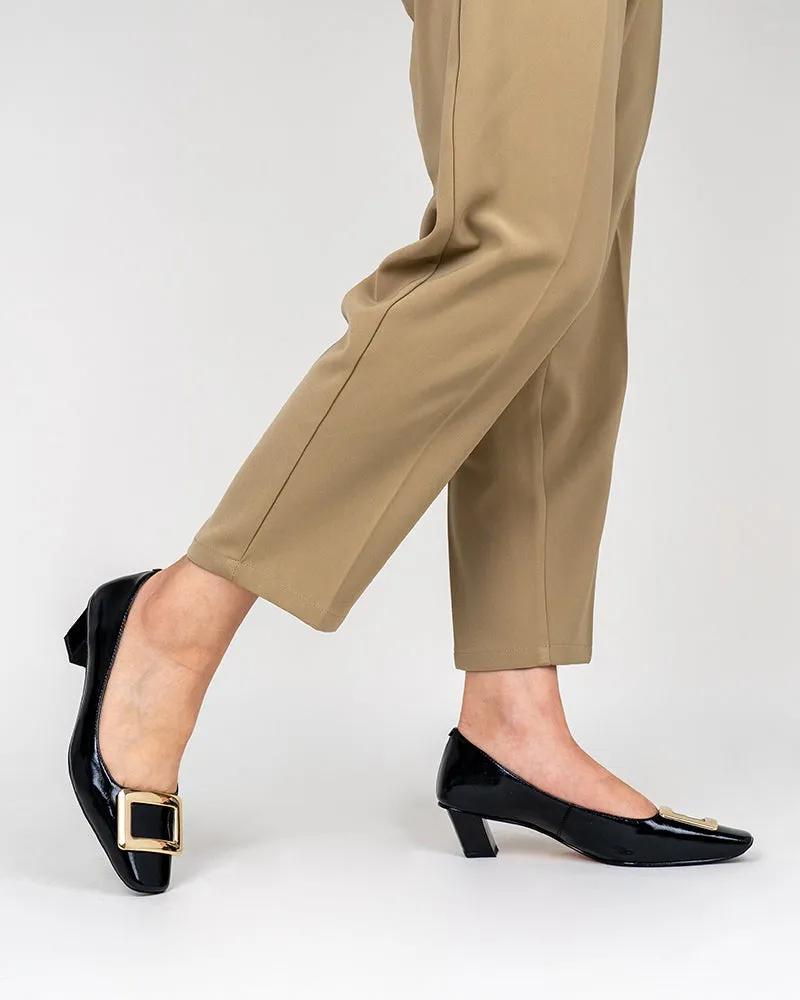 Metal Buckle Chunky Heels Comfortable Dress Pumps