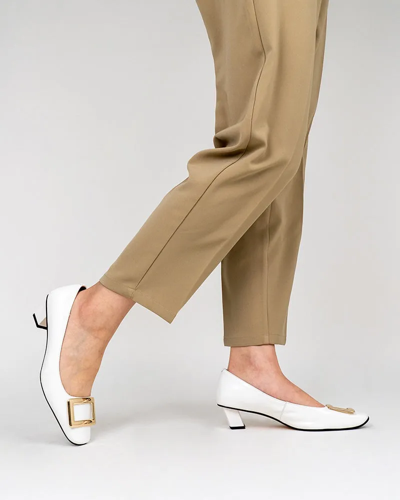 Metal Buckle Chunky Heels Comfortable Dress Pumps