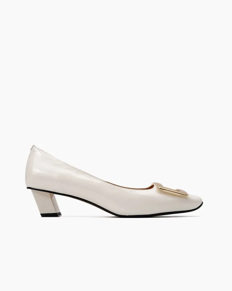 Metal Buckle Chunky Heels Comfortable Dress Pumps