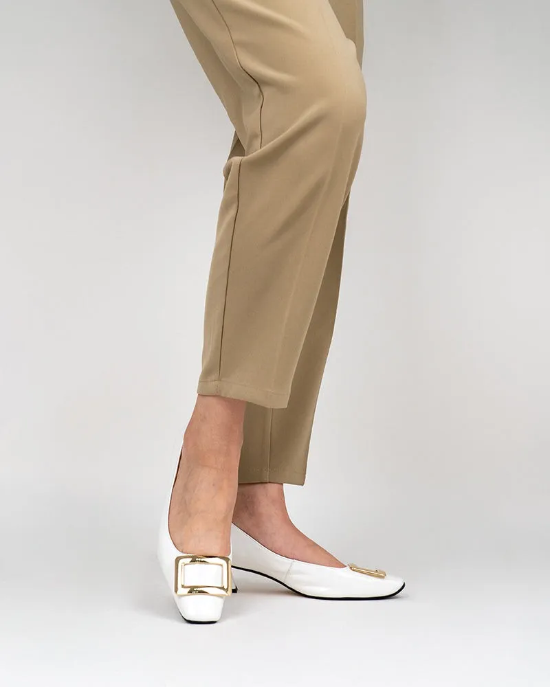 Metal Buckle Chunky Heels Comfortable Dress Pumps