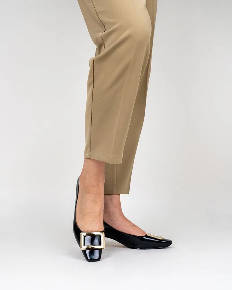 Metal Buckle Chunky Heels Comfortable Dress Pumps