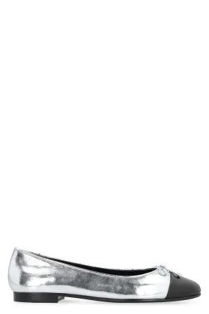 Metallic leather ballet flats