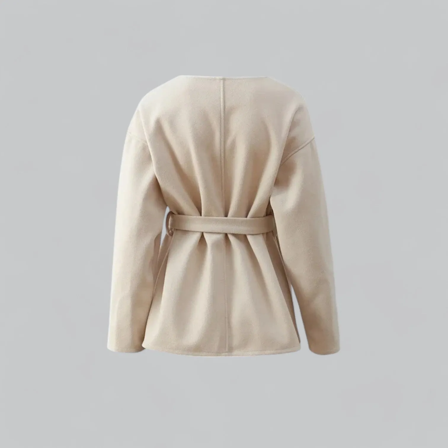 Midi Coat with Belt | Women's V-Neck Jacket | Stylish Outerwear for Fall & Winter
