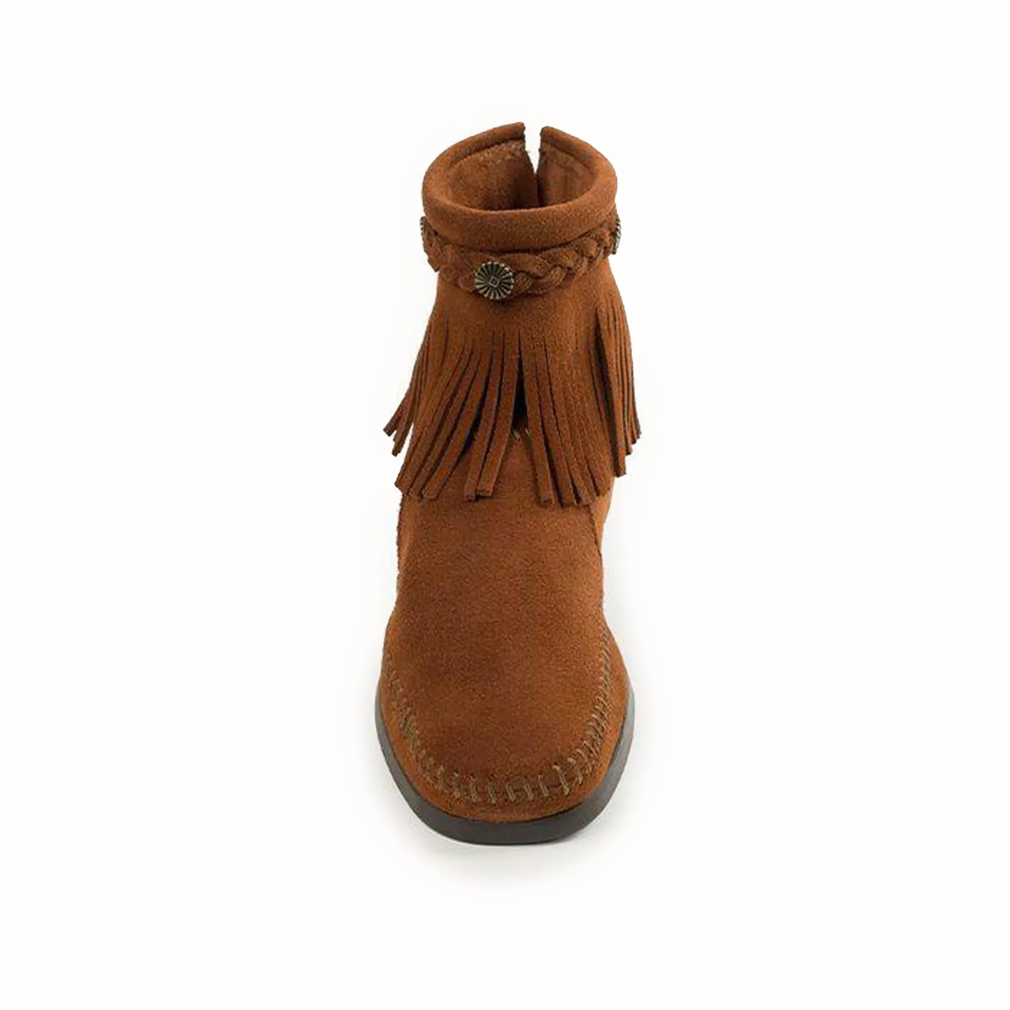 Minnetonka Moccasin | High Top Back Zip Boot Brown
