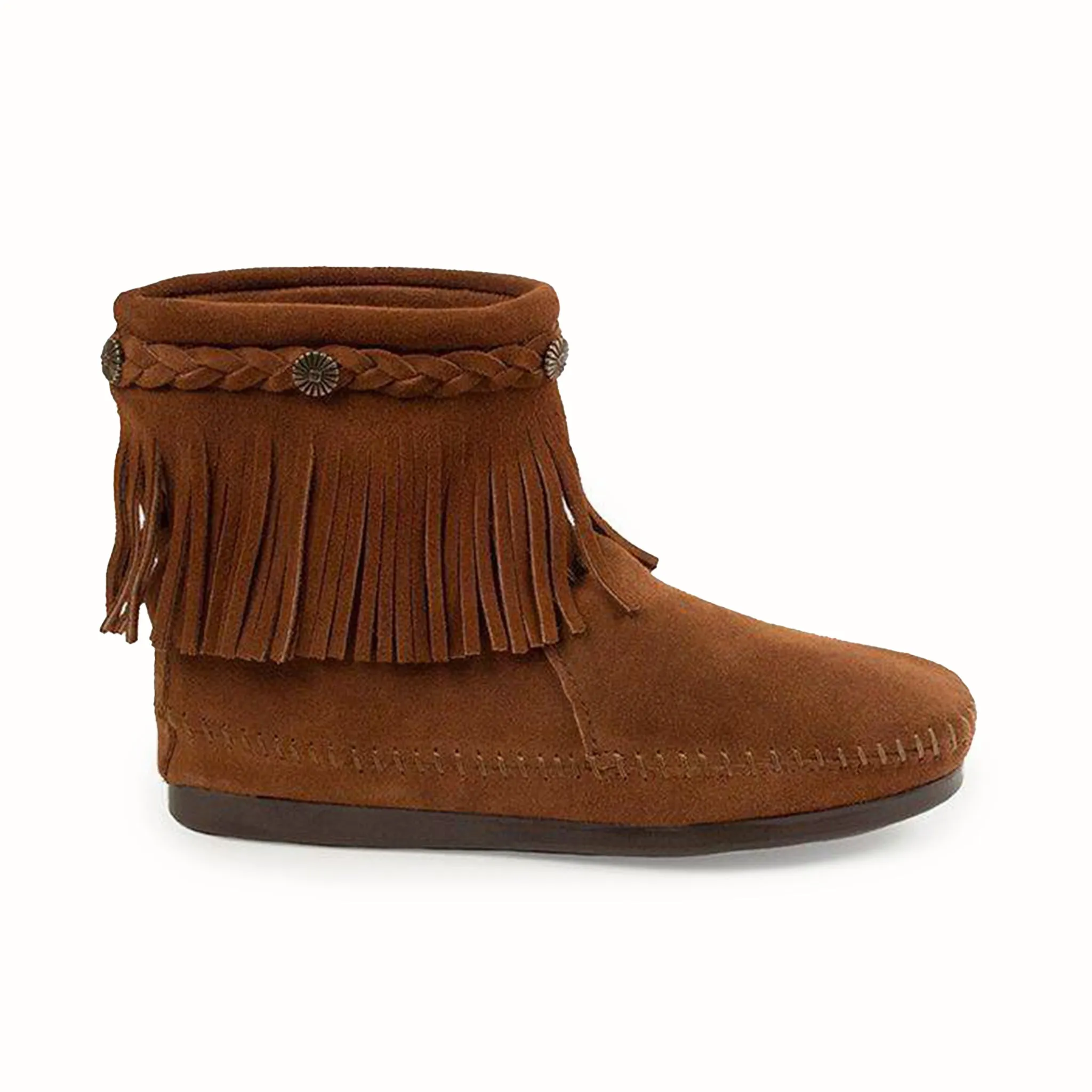 Minnetonka Moccasin | High Top Back Zip Boot Brown