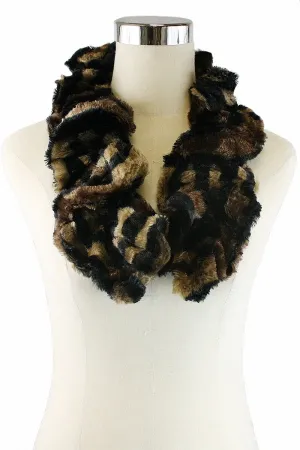 Misty Blue Molly - Faux Fur Animal Print Scarf