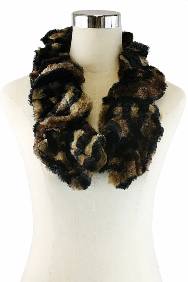 Misty Blue Molly - Faux Fur Animal Print Scarf