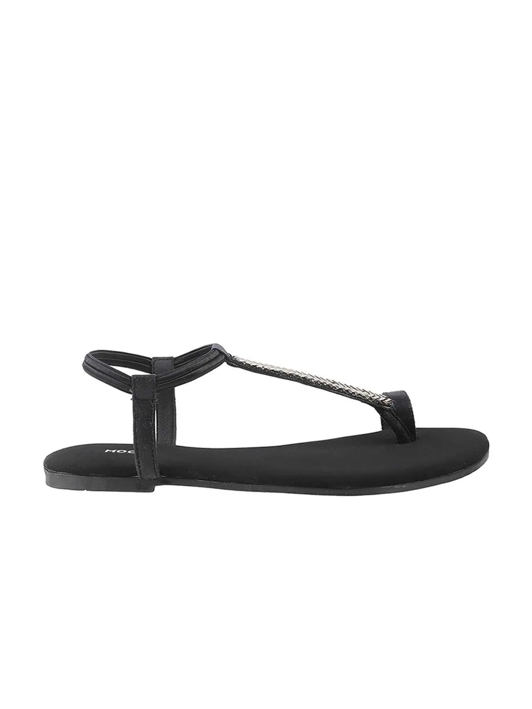 Mochi Women Black Embellished One Toe Flats