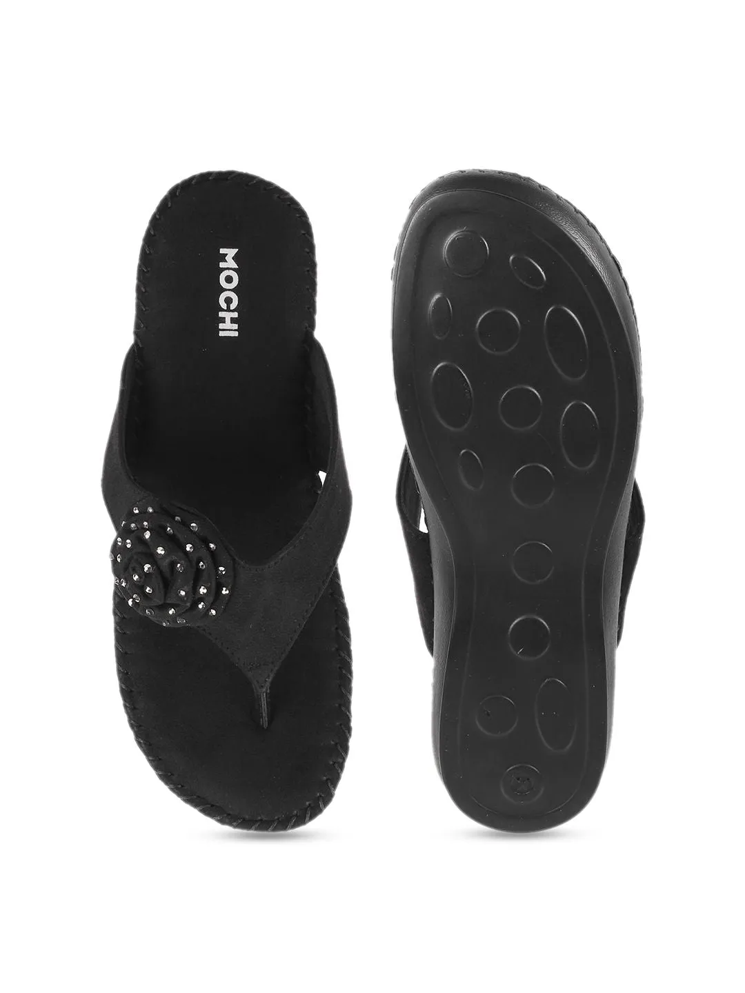 Mochi Women Embellished Open Toe Flats