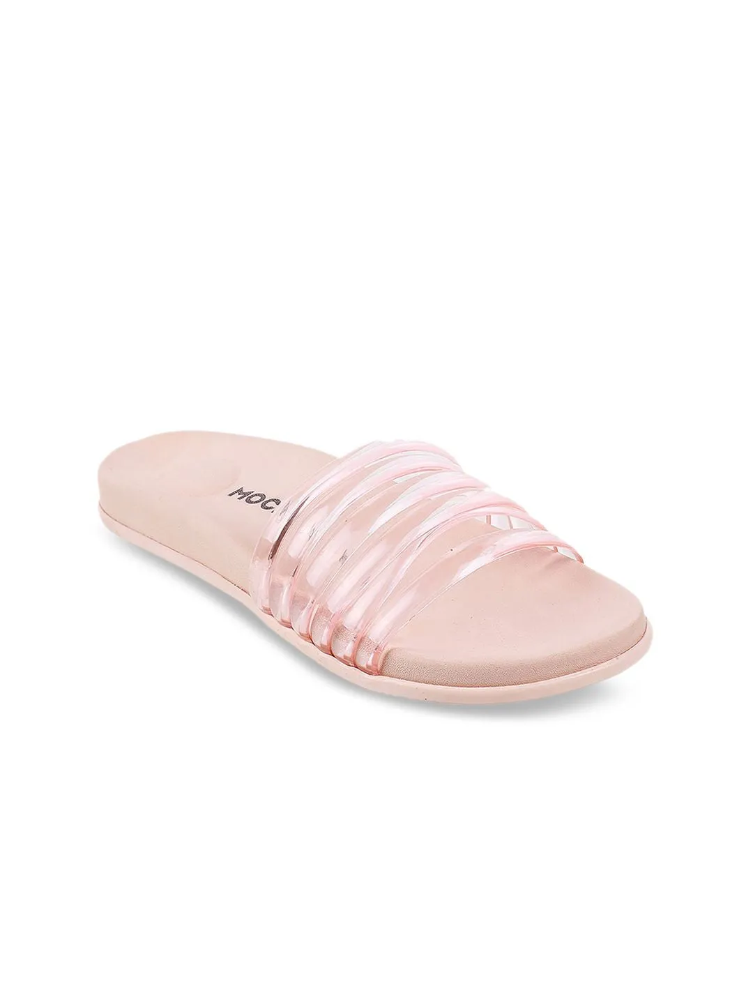 Mochi Women Pink Open Toe Flats