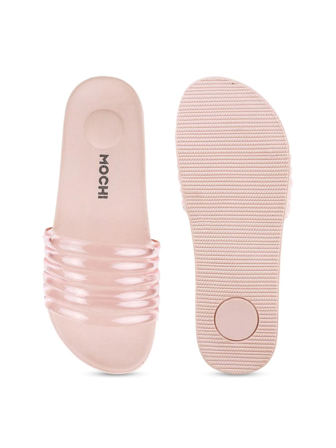 Mochi Women Pink Open Toe Flats