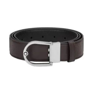 Montblanc 35mm belt horse riding horses leather reversible granulated ebony/black 198632