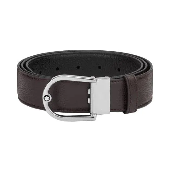 Montblanc 35mm belt horse riding horses leather reversible granulated ebony/black 198632