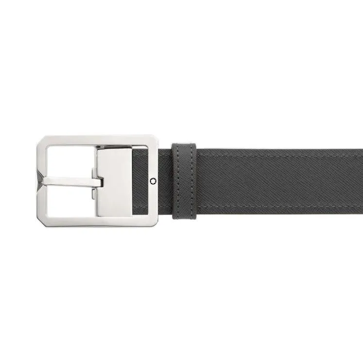 Montblanc 35mm belt with rectangular buckle in reversible brown brown leather/gray size 131164