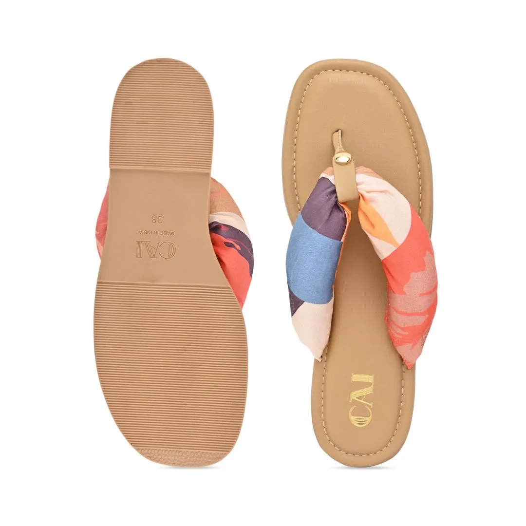 Multi-Colour Fabric Thong Flat