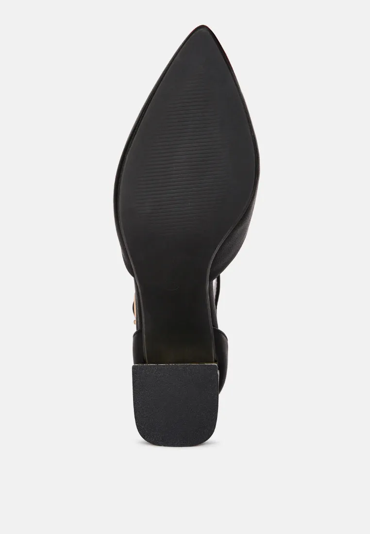 Myla Faux Leather Metallic Sling Heeled Sandals By Ruw