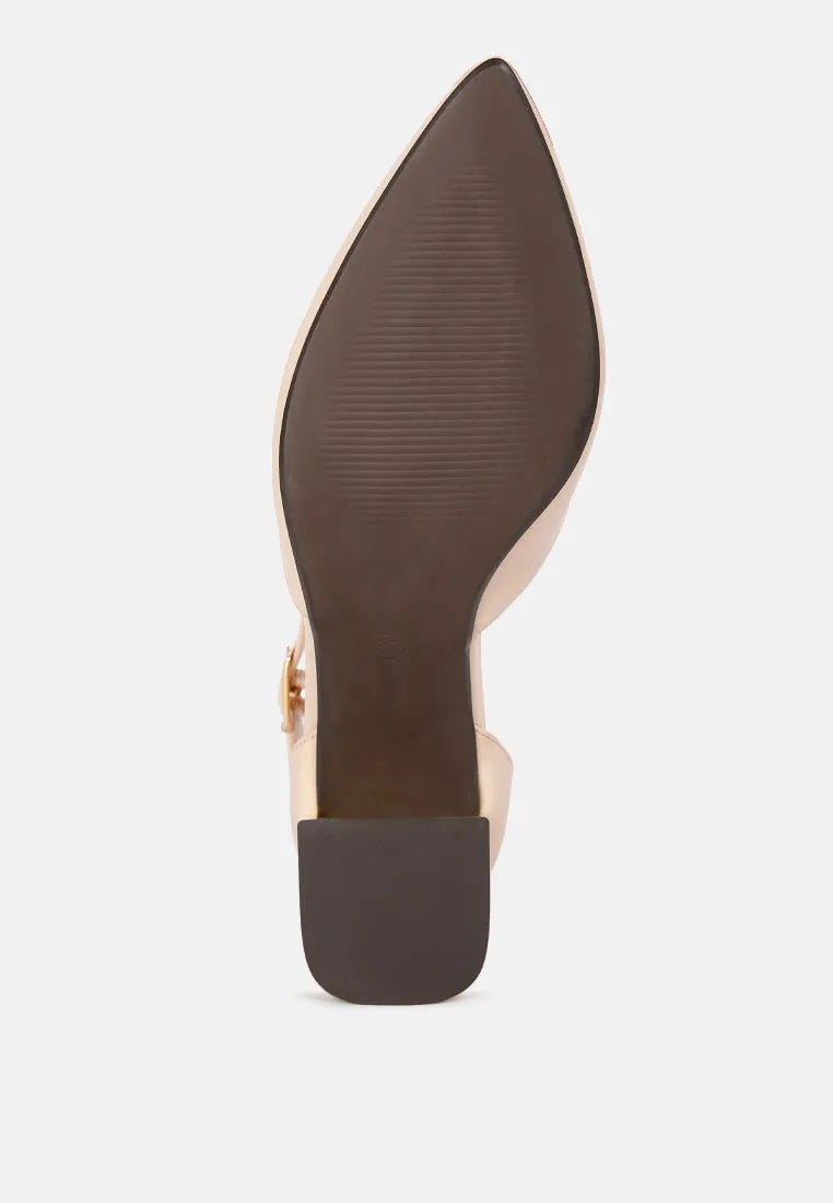 Myla Faux Leather Metallic Sling Heeled Sandals By Ruw