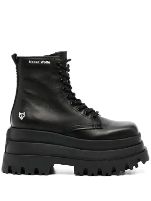 NAKED WOLFE Sloane leather stacked-sole boots