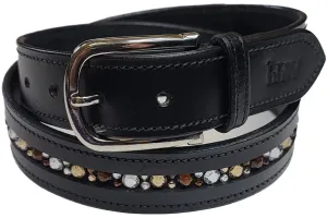 Natural Ombre Crystal Black Leather Belt