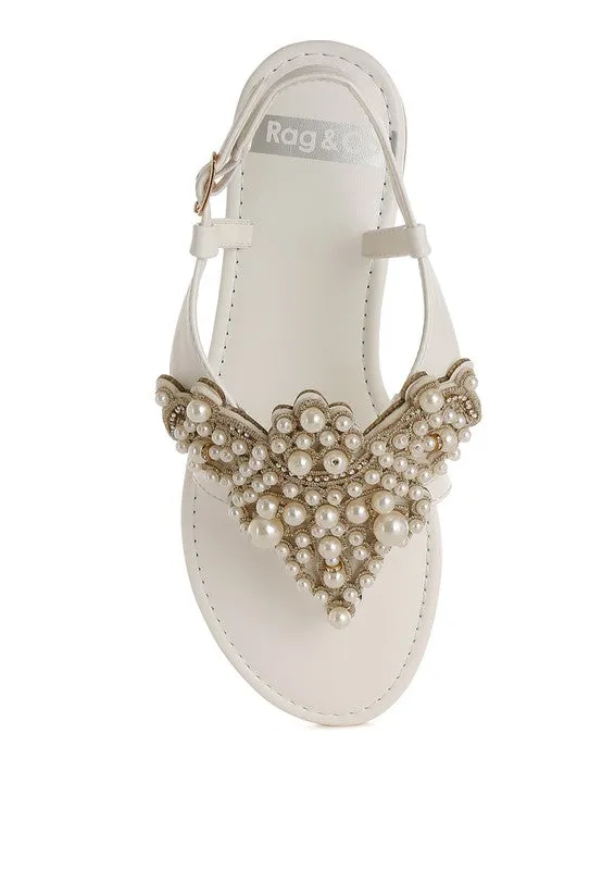 Nayasa Flat Sandals With Pearls