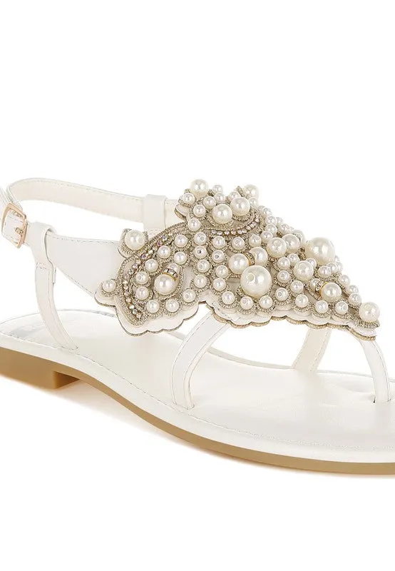 Nayasa Flat Sandals With Pearls
