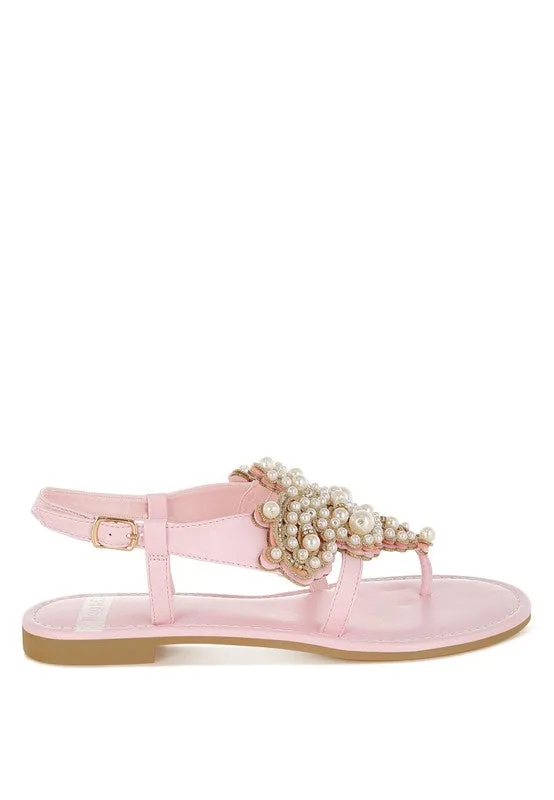 Nayasa Flat Sandals With Pearls