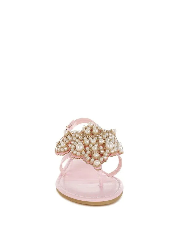 Nayasa Flat Sandals With Pearls
