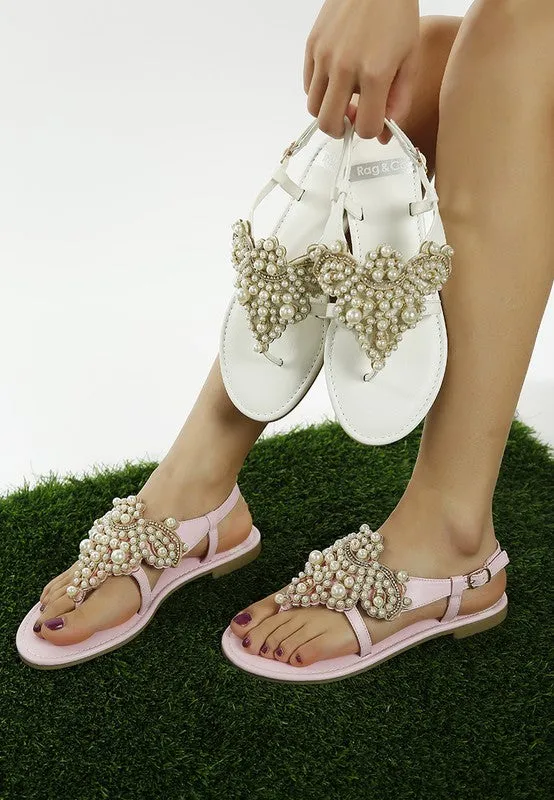 Nayasa Flat Sandals With Pearls