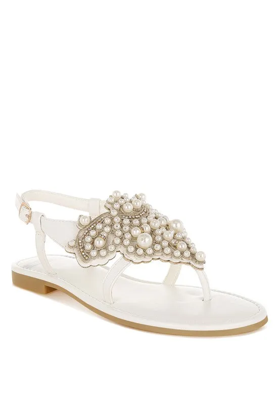 Nayasa Flat Sandals With Pearls