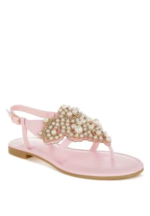 Nayasa Flat Sandals With Pearls